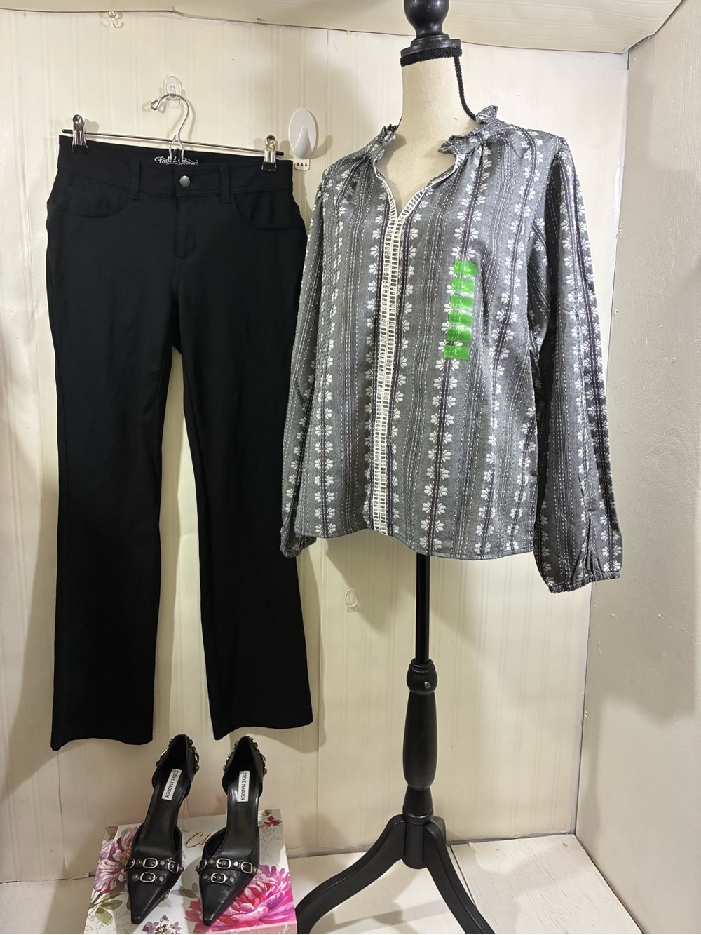 Nine West Black Stretch Bootcut Pants